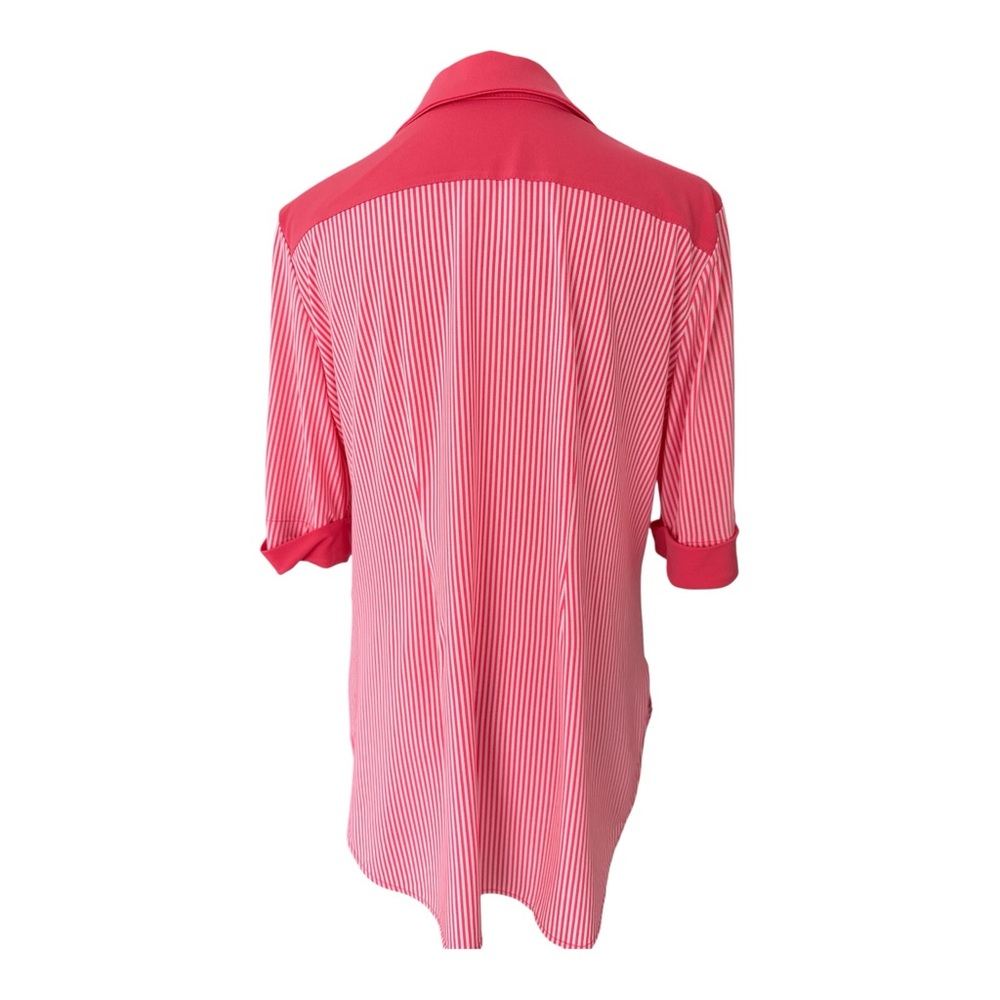 Nygard Top Blouse Tunic Women Petite M Striped Pink White 3/4 Sleeve Stretch - Picture 4 of 14